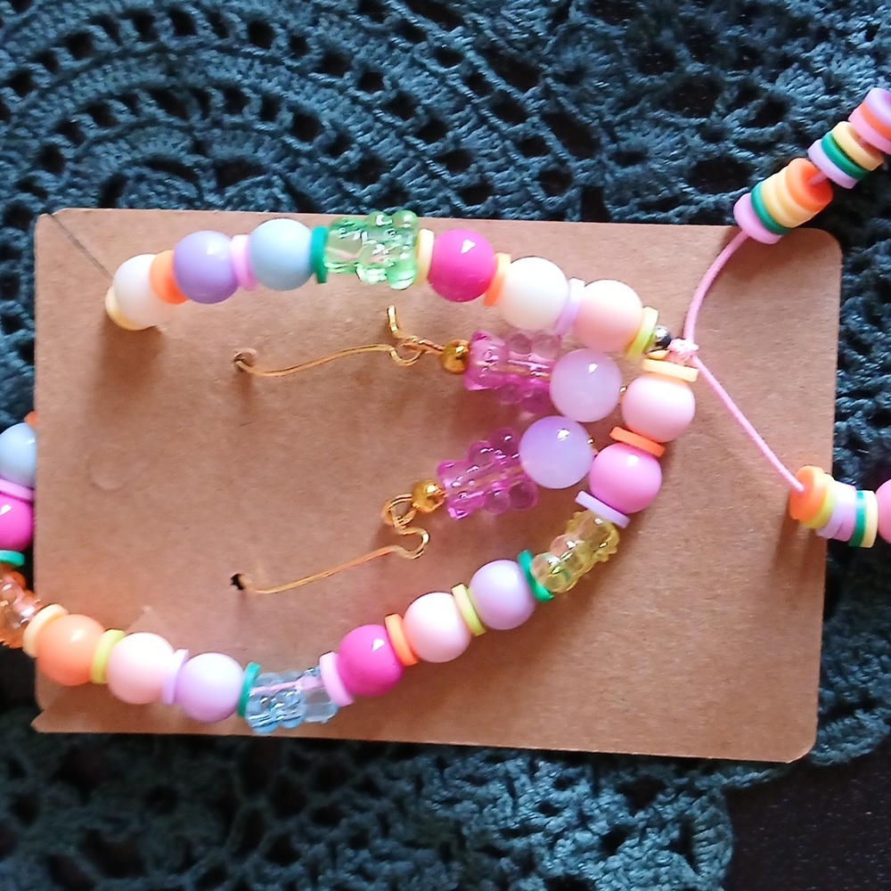 Chic Pink and Gold Beaded Earrings